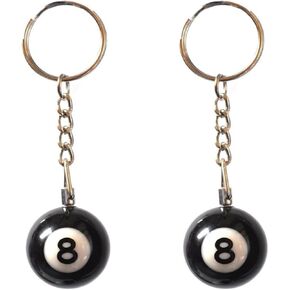 Cafurty 2PCS أسود 8 الكرة المفاتيح بركة الكرة المفاتيح 8 البلياردو الكرة المفاتيح رقم الحظ 8 الكرة الراتنج الكرة مجوهرات للرجال - قطر 1 بوصة