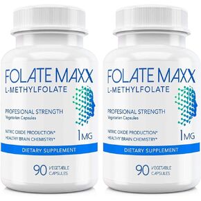 FolateMaxx L-Methylfolate Supplement (1mg) - Professional Strength with Optimized Bioactive Methylfolate - 5 MTHF - Non-GMO, Gluten free, Soy free, GMP - 180 Vegetarian Unflavored Capsules