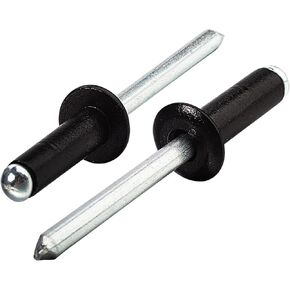 Linkup 220pcs pack 5/32" x 1/2" Black pop blind Rivets, 4mm x 13mm Black pop rivets,Aluminum Body Steel Mandrel Rivets (Black),Dome Head aluminum rivets