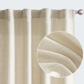 jinchan White Curtains for Living Room Bedroom Linen Textured Curtains 84 Inches Long Farmhouse Curtains Casual Weave Back Tab Drapes Light Filtering Window Curtains 2 Panels