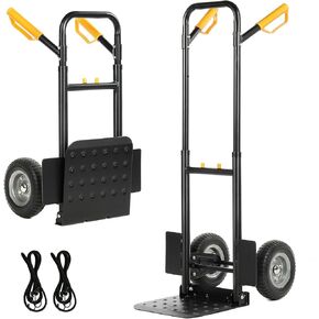 Hand Truck Heavy Duty, Folding Dolly 440lbs Capacity, Dolly Cart with Pneumatic Tire for Moving Home, Workshop, Office, Groceries, Furniture
