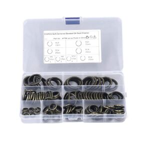 Oil Seal Washer Assortment Kit, 110 Pcs 8 Sizes Oil Seal Rings M6 M8 M10 M14 M16 M20 Rubber Bonded Seal Oil Gasket Metal Sealing Washer Set with Storage Box