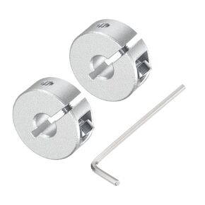 uxcell Single Split Shaft Collar Set for 6mm Shaft, One-Piece 2pcs Clamping Collars 20mm OD, 8mm Thickness, Aluminum Alloy Clamp-On Collar with M3 Set Screws and a Wrench