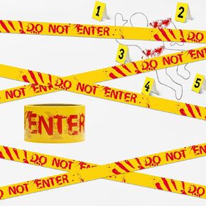 Caution Tape Halloween Decorations, 2 inch×100 FT Halloween Caution Tape with 5Pcs Evidence Markers Do Not Enter Tape Zombie Scary Halloween Party Decorations Halloween Decorations Indoor Outdoor