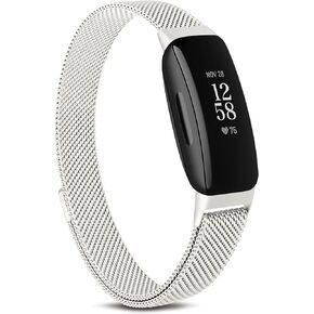 Amzpas for Fitbit Inspire 2 Bands Women Men, Stainless Steel Mesh Loop Adjustable Magnetic Replacement Straps Compatible with Fitbit Inspire 2 / Fitbit Inspire HR Fitness Tracker