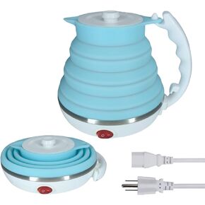 Travel Electric Kettle Small, Collpasible Electric Kettle, Portable Travel Tea Kettle + Paperless Collapsible Pour Over Coffee Dripper, Travel Pour Over Coffee Maker Camping Single Cup (Black)