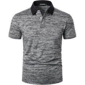 Men's Polo Shirts Short Sleeve Striped Contrast Collar Golf Polo with Pocket Casual Cotton T Shirts for Men