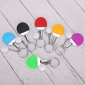 6Pcs Keychain Mini Table Tennis Racket Keyring Portable Creative Pingpong Keyfob Cute Key Rings Keychain Pendant Fit for Great Gift Bag Hangings Bag Ornament