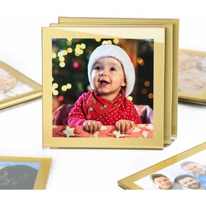 UNIQOOO 8-Pack Polaroid Fijifilm Mini Printed Black Acrylic Picture Frame Fridge Magnets - 86x54mm Refrigerator Magnetic Photo Holder for Home Office Cabinet Locker, Decorative Display for Memories