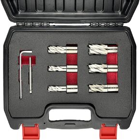 14PCS Annular Cutter Set,Magnetic Drill Press Bits,1" Cutting Depth,3/4" Weldon Shank,M2AL HSS with 2 x Pilot Pins and Hex Wrench