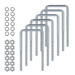3" W x 7.1" L Zinc-Plated U-Bolts with Nuts and Spring Washers for Boat Trailer Tubes, Rectangular Wood and Metal Objects, Square Zinc-Plated Bolts (M10 x 80mm x 180mm）