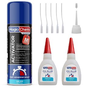 CA Glue with Activator (2 x 0.8 oz + 6.7 fl oz), Cyanoacrylate Glue and Activator, Super Glue with Activator, CA Glue and Accelerator (1 Pack)