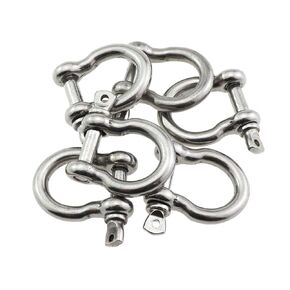 6PCS 4mm Diameter Silver 304 Stainless Steel Shackle Bow Shackle Heavy Duty Bow Shackle Screw Pin Hardware Rigging for Chain Wire Rope Parachute Rope Accessory Marine Fishing Tackle