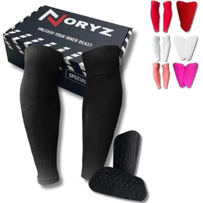 Leg Sleeve Socks + SHIN Guard Pack,Soccer, Football,Hockey, Basketball, Rugby, Grip Sock Accessory, Compress,Colors.Men,Kids