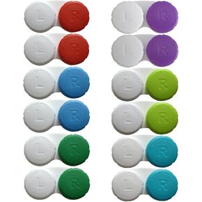 12 Pack Contact Lens Case Leak Proof Travel Contact Case, Colored Contact Lens Storage Holder Container