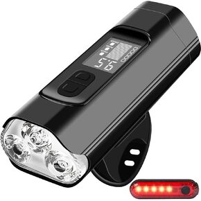 Super Bright Bike Lights 12000 Lumen for Night Riding, Rechargeable Bicycle Lights Front and Back, 10000mAh LED Bicycle Bike Headlight and Tail Light Set, 8 Modes Bike Front Light, Runtime 40+ hrs