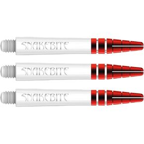 RED DRAGON Peter Wright Snakebite Nitrotech Intermediate White and Red Stems - 2 Sets per Pack (6 Stems in Total)