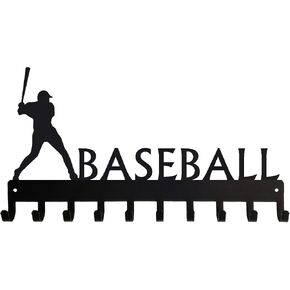 Baseball Batter Sports Medal Hanger Display - 14.5 inches with 10 Hooks - Made in The USA