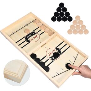 Fast Sling Puck Game,Wooden Hockey Game,Desktop Battle Sling Hockey Table Game,Adults or Kids Slingshot Board Game Parent-Child Interaction Toys