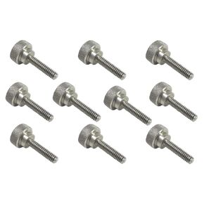 10 Pack 1/4-20 x 1 Inch Threads 303 Stainless Steel Diamond Knurled Thumb Screws Knobs with Straight Shoulders Right-Hand Threads SAE Flat Tip Uncoated