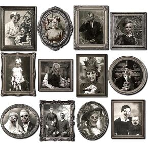 12 PCS Halloween Decorations Pictures Halloween Portrait Gothic Posters 3D Changing Face Moving Pictures Horror Scary Spooky Haunted Mansion Witchy Decor for Halloween Party House Wall Door Supplies UNFRAMED
