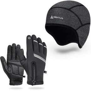 قفازات ركوب الدراجات الشتوية Hikenture مقاس XXL وبطانة خوذة جمجمة رمادية للرجال والنساء in Kuwait