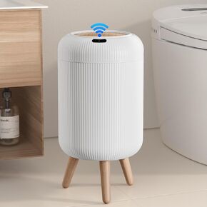 Automatic Motion Sensor Bathroom Trash Can with Lid, 3 Gallon / 11L Touchless Trash Garbage Bin with Removable Legs for Bathroom, Kitchen, Bedroom, Office, Small Mini Trash Cans Trashcan -White