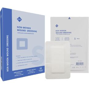 Sterile Non Woven Island Wound Dressing 4 X 6 inch,Extra Large Cover with Adhesive Bordered Gauze Pads,Breathable and High Absorbent Non-Stick Center pad,Latex Free, 15 Individually Pack