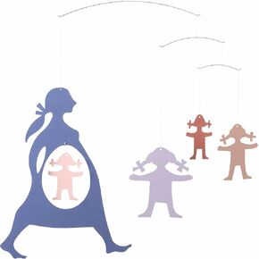 Expecting Mother, Pastel Hanging Mobile - 14 Inches - Handmade in Denmark by Flensted