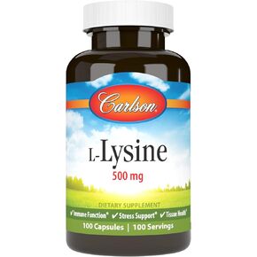 Carlson Labs L-Lysine, 500mg, 100 Capsules