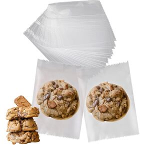KayLe Cookie Bags - 100-Pack Heat Sealable Treat Bags, 4.3x5.9 Inch and 5x7 Inch Sizes, Available in Frosted Matte and Clear - Food Safe Packaging for Cookies, Candy, and Snacks (Clear 5in x 7in)