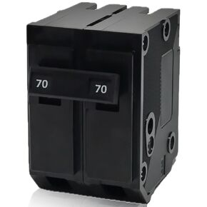 قاطع دائرة BR270، قاطع دائرة قابل للتبديل BR 70 أمبير 2 قطب، متوافق مع Eaton BR، 120/240VAC 2 قطب 70 أمبير 10kAIC، تركيب بالقابس، نظام الحد الحالي يحمي السلامة الكهربائية