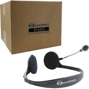 Disposable Stereo Classroom Headset with 3.5mm Plug and Boom Microphone 10 Pack, Black in Saudi Arabia