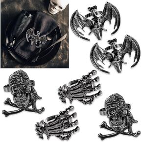 Halloween Napkin Rings, Set of 12 Sliver Black Halloween Pumpkin Ghost Cat Hat Napkin Rings Holders Metal Serviette Rings for Halloween Holiday Dinner Party Home Table Dinning Setting Decorations