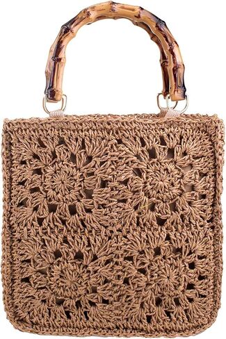 YYW Cute Handwoven Rattan Straw Bag for Women, Boho Beach Tote Bag with Feathers Ornaments Drawstring bag and Hanging Strap in Saudi Arabia