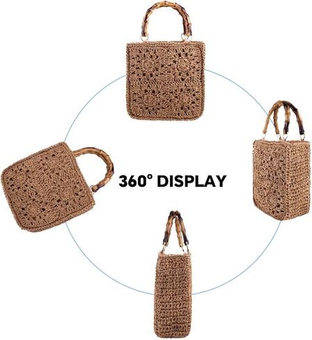 YYW Cute Handwoven Rattan Straw Bag for Women, Boho Beach Tote Bag with Feathers Ornaments Drawstring bag and Hanging Strap in Saudi Arabia