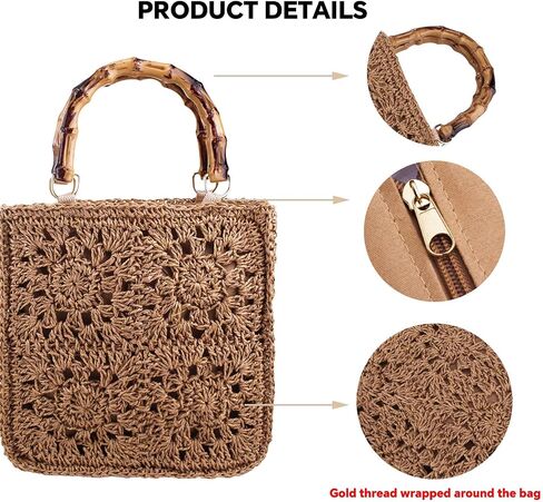 YYW Cute Handwoven Rattan Straw Bag for Women, Boho Beach Tote Bag with Feathers Ornaments Drawstring bag and Hanging Strap in Saudi Arabia