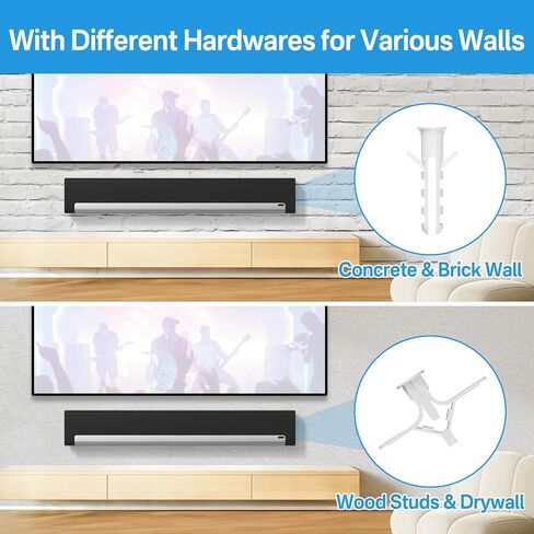 notiela حامل مكبر الصوت المعدني لقوس Sonos Arc على الحائط - حامل جدار عائم لحامل Sonos Arc سهل التركيب، دعامة تثبيت لحامل شريط الصوت Sonos Arc لتوفير المساحة in Kuwait