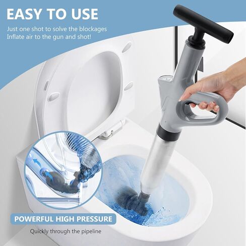Air Plunger for Drain, High Pressure Air Drain Blaster with Visual Barometer Stainless Steel Toilet Clog Remover Toilet Unclogger Plungers for Bathroom, Toilets, Sink, Kitchen, Clogged Pipe in Saudi Arabia