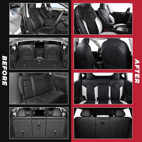 Car Seat Covers Full Set for Tesla Model Y 2020 2021 2022 2023 2024 Full Surround Nappa Leather Car Seat Protector for Women Red in Kuwait