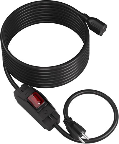STARELO Extension Cord with Waterproof Switch 3-Prong Outdoor 1875W Black Heavy Duty Extension Cord, 14/3 SJT Extension Cord,Control Switch ON/Off 15A 125V Grounded Plug Receptacle.(1.5FT,Black) in Saudi Arabia