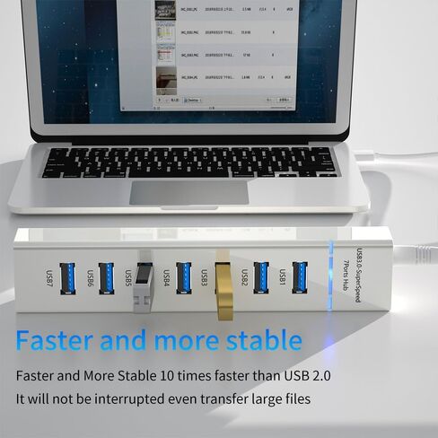 USB Hub 3.0 4 منافذ، موزع بيانات USB مع مفاتيح تشغيل/إيقاف فردية LED وأضواء، موسع منفذ USB عالي السرعة 5 جيجابت في الثانية لأجهزة MacBook وMac Pro وMac Mini وiMac وSurface Pro وXPS وPC-White in Saudi Arabia