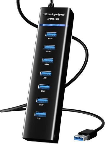USB Hub 3.0 4 منافذ، موزع بيانات USB مع مفاتيح تشغيل/إيقاف فردية LED وأضواء، موسع منفذ USB عالي السرعة 5 جيجابت في الثانية لأجهزة MacBook وMac Pro وMac Mini وiMac وSurface Pro وXPS وPC-White in Saudi Arabia