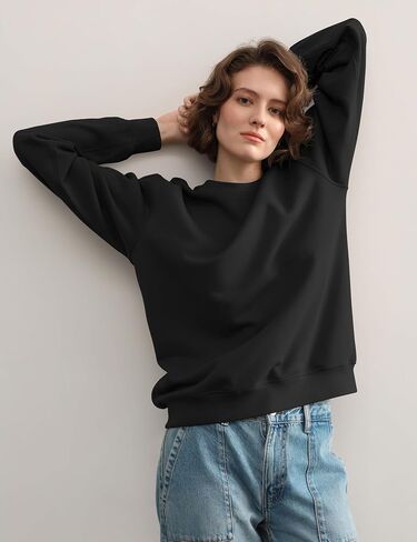 PUMIEY Women's Oversized Sweatshirt Crewneck Long Sleeve Loose Pullover Tops Fall Fashion Airy Collection in Kuwait