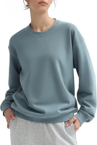 PUMIEY Women's Oversized Sweatshirt Crewneck Long Sleeve Loose Pullover Tops Fall Fashion Airy Collection in Kuwait