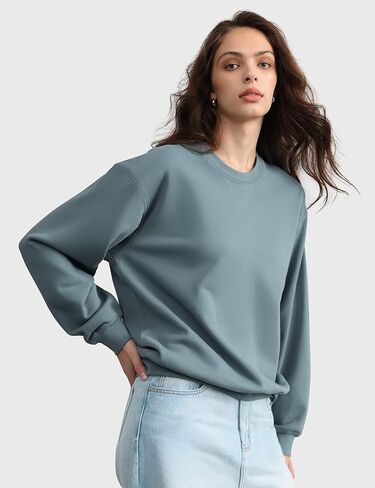 PUMIEY Women's Oversized Sweatshirt Crewneck Long Sleeve Loose Pullover Tops Fall Fashion Airy Collection in Kuwait