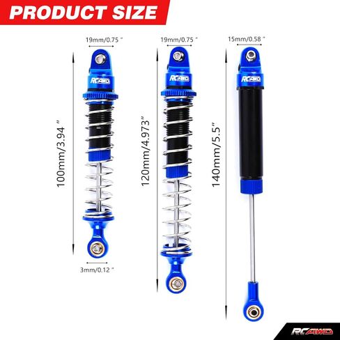 RCAWD Aluminum Shock Absorbers with Spare Springs Front Rear 6pcs for Losi 1/10 Baja Rey Hammer Rey U4 Upgrade Parts (Red) in Saudi Arabia