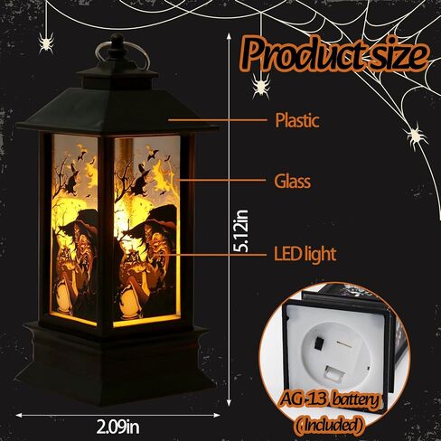 3PCS Halloween Decor Lantern for Outdoor Home Decoration, Mini Flameless Death Jack-o'-Lantern Witch Lantern for Halloween Party Supplies Gifts Table Decor, Spooky Halloween Candle Lantern in Saudi Arabia