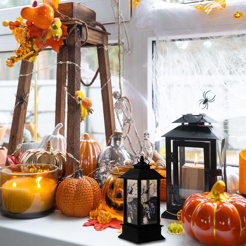 3PCS Halloween Decor Lantern for Outdoor Home Decoration, Mini Flameless Death Jack-o'-Lantern Witch Lantern for Halloween Party Supplies Gifts Table Decor, Spooky Halloween Candle Lantern in Saudi Arabia