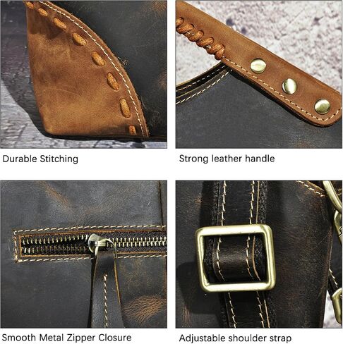 Thick Genuine Crazy Horse Leather Satchel Crossbody Handbag Top-Handle Shoulder Bag For Women 6640 (804217 Light Brown) in Saudi Arabia